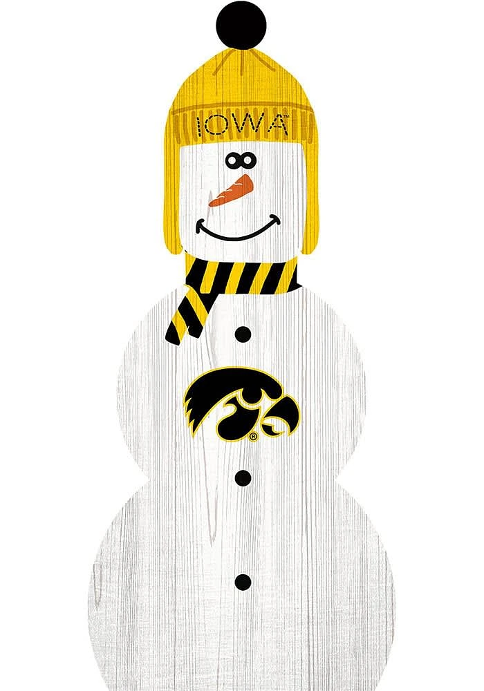 Iowa Hawkeyes Snowman Leaner Sign - Black