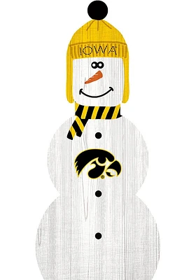 Iowa Hawkeyes Snowman Leaner Sign - Black
