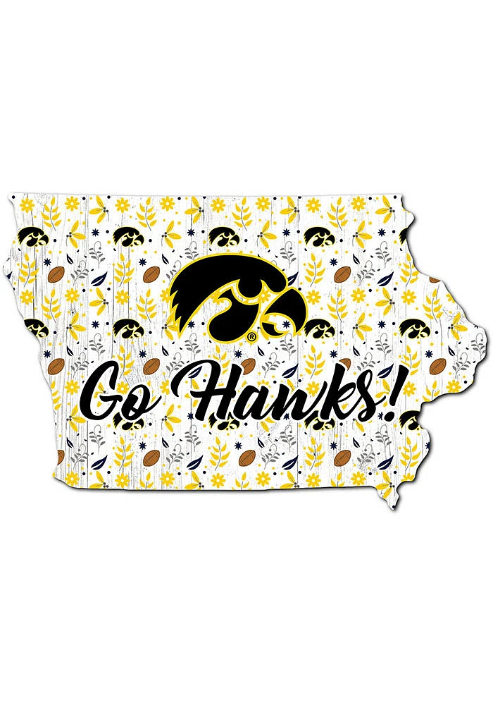Iowa Hawkeyes 24 Inch Floral State Wall Art