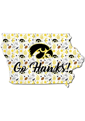 Iowa Hawkeyes 24 Inch Floral State Wall Art