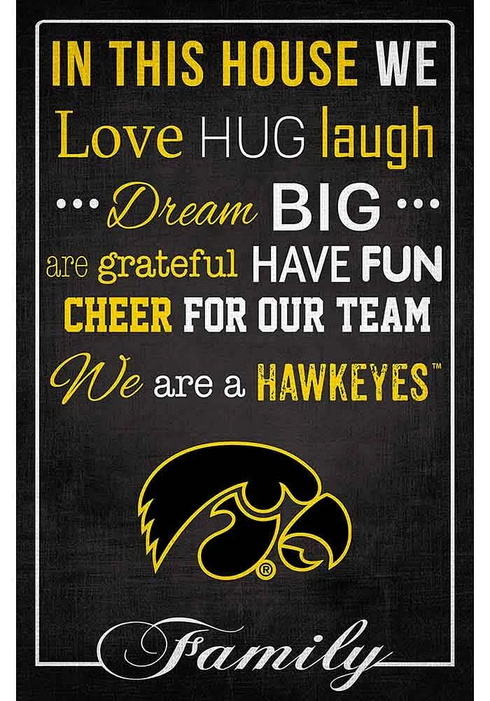 Iowa Hawkeyes In This House 17x26 Sign - Black
