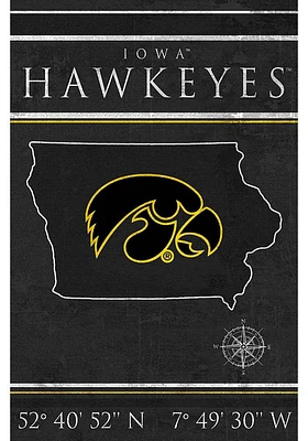 Iowa Hawkeyes Coordinates 17x26 Sign - Black
