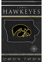 Iowa Hawkeyes Coordinates 17x26 Sign - Black