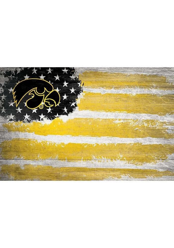 Iowa Hawkeyes Flag 17x26 Sign - Black