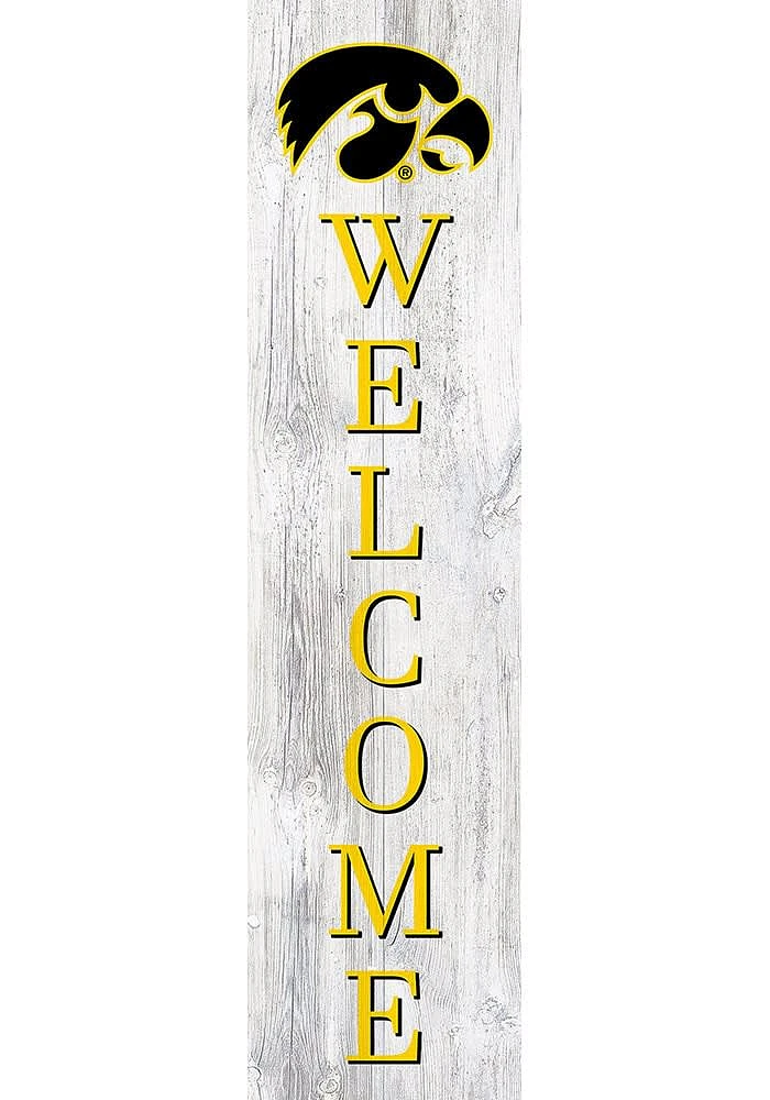 Iowa Hawkeyes 48 Inch Welcome Leaner Sign - Black