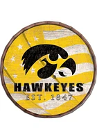 Iowa Hawkeyes Flag 24 Inch Barrel Top Sign - Black