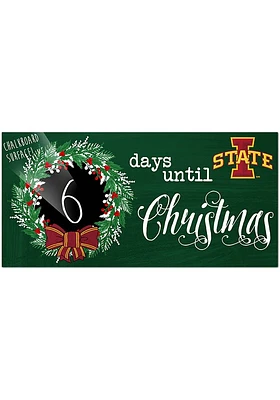 Iowa State Cyclones Chalk Christmas Countdown Sign - Red