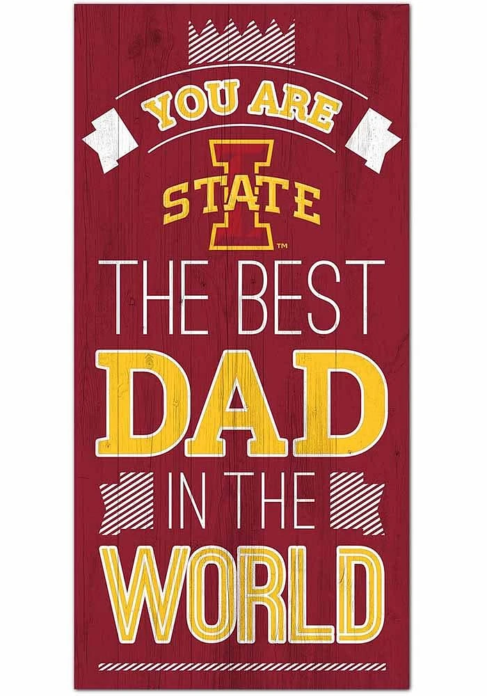 Iowa State Cyclones Best Dad in the World Sign - Red