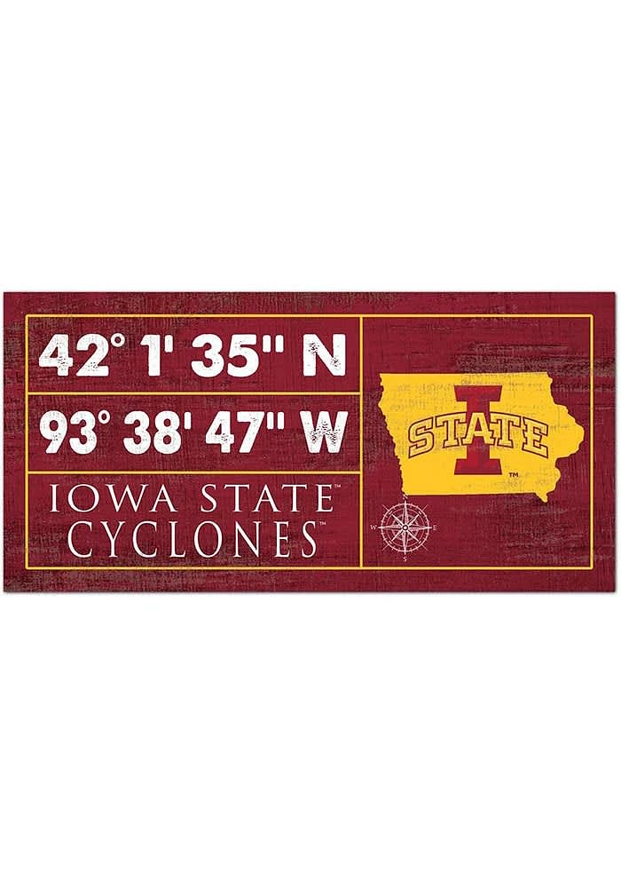 Iowa State Cyclones Horizontal Coordinate Sign - Red