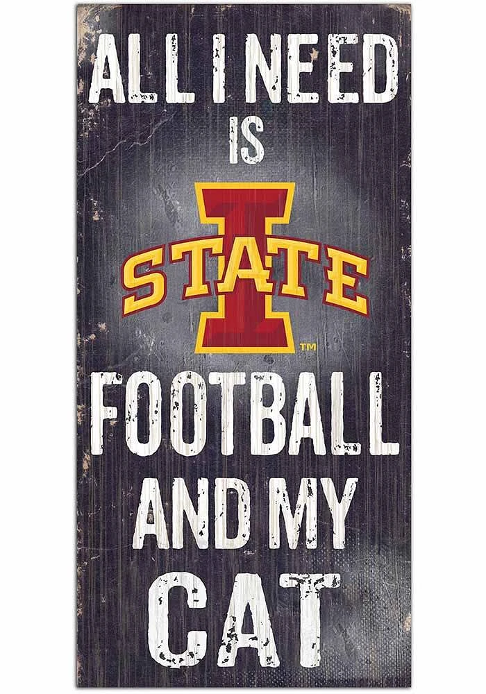 Iowa State Cyclones Football and My Cat Sign - Red