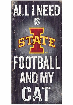 Iowa State Cyclones Football and My Cat Sign - Red