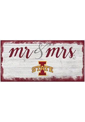 Iowa State Cyclones Script Mr and Mrs Sign - Red