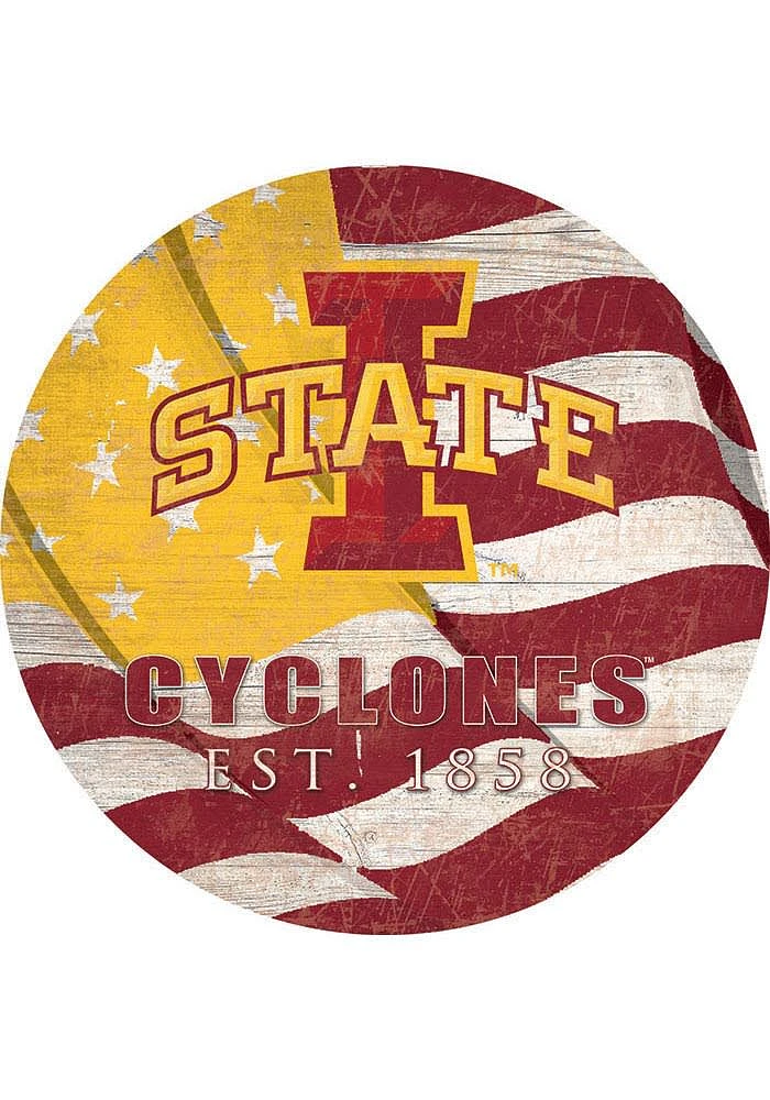 Iowa State Cyclones 24in Flag Circle Sign - Red