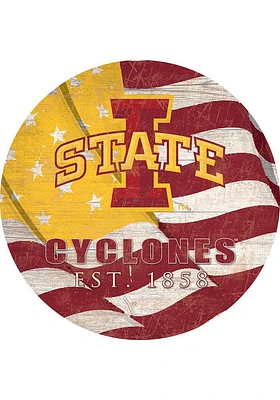 Iowa State Cyclones 24in Flag Circle Sign - Red