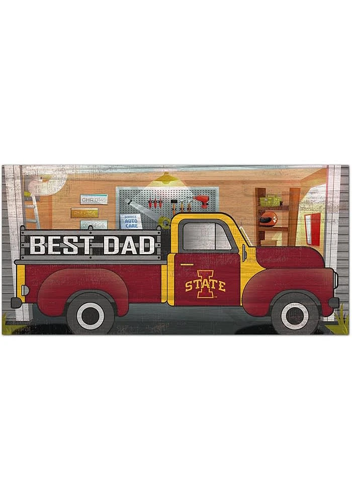 Iowa State Cyclones Best Dad Truck Sign - Red