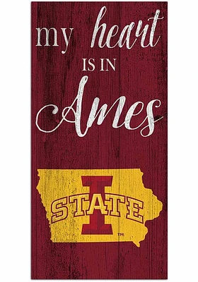 Iowa State Cyclones My Heart State Sign - Red