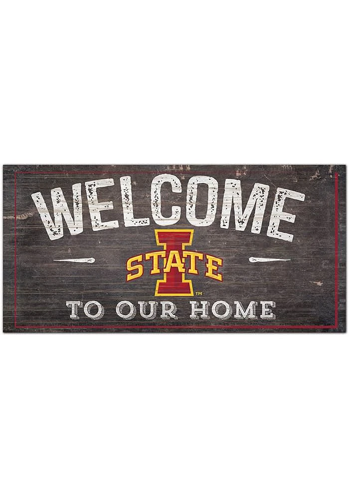 Iowa State Cyclones Welcome Distressed Sign - Red