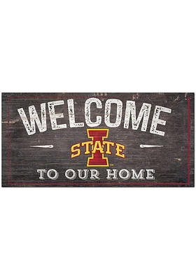 Iowa State Cyclones Welcome Distressed Sign - Red