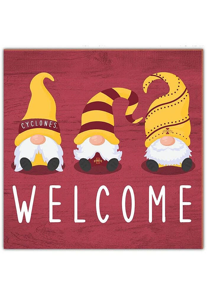 Iowa State Cyclones Welcome Gnomes Sign - Red