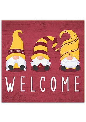 Iowa State Cyclones Welcome Gnomes Sign - Red