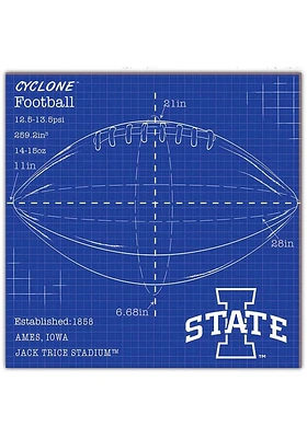 Iowa State Cyclones Ball Blueprint Sign - Red