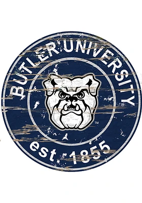 Butler Bulldogs Established Date Circle 24 Inch Sign - Blue