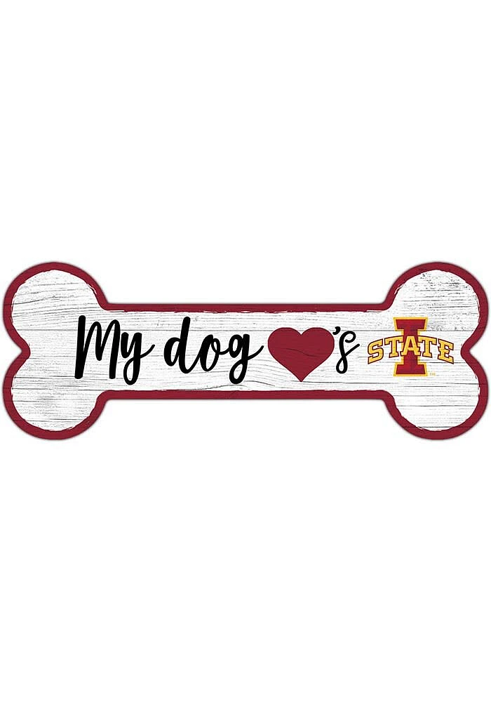 Iowa State Cyclones Dog Bone 6x12 Sign - Red