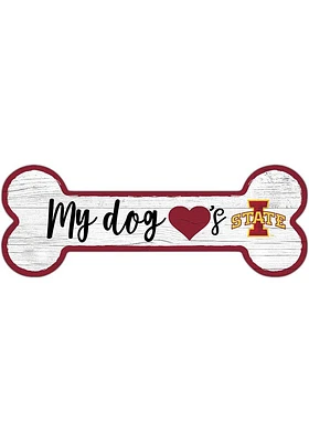 Iowa State Cyclones Dog Bone 6x12 Sign - Red