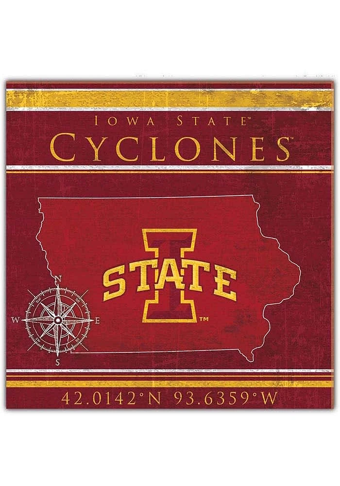 Iowa State Cyclones Coordinates Sign - Red