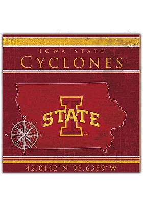 Iowa State Cyclones Coordinates Sign - Red