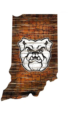 Butler Bulldogs Distressed State 24 Inch Sign - Brown
