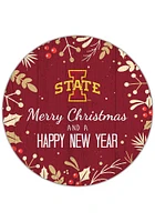 Iowa State Cyclones Merry Christmas and New Year Circle Sign - Red