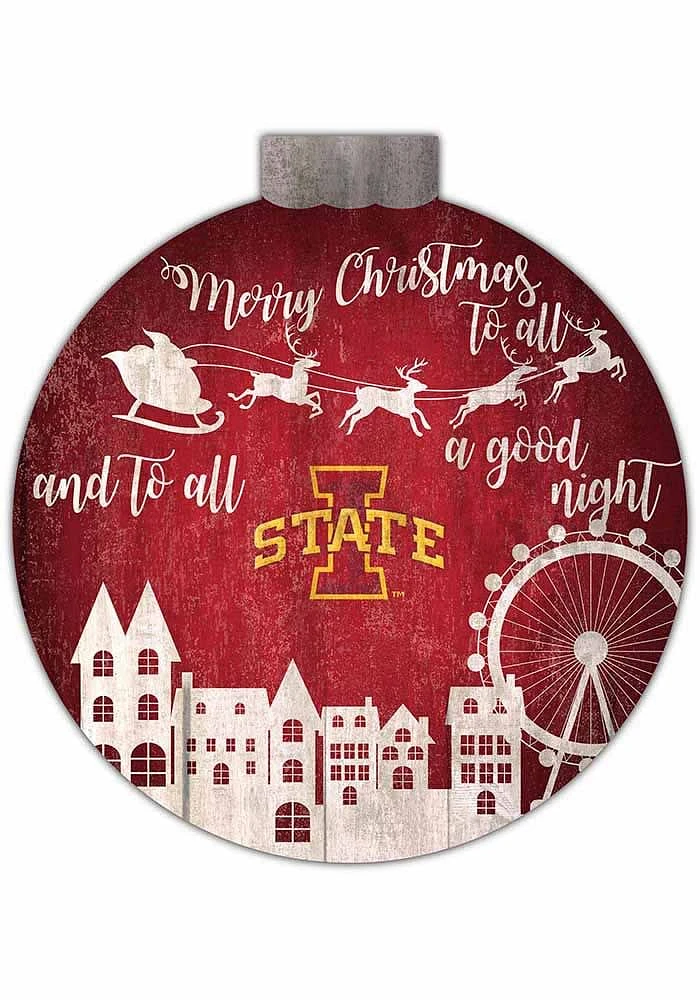 Iowa State Cyclones Christmas Village Sign - Red