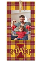 Iowa State Cyclones Plaid Clothespin Sign - Red