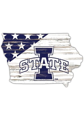 Iowa State Cyclones 12 Inch USA State Cutout Sign - Red