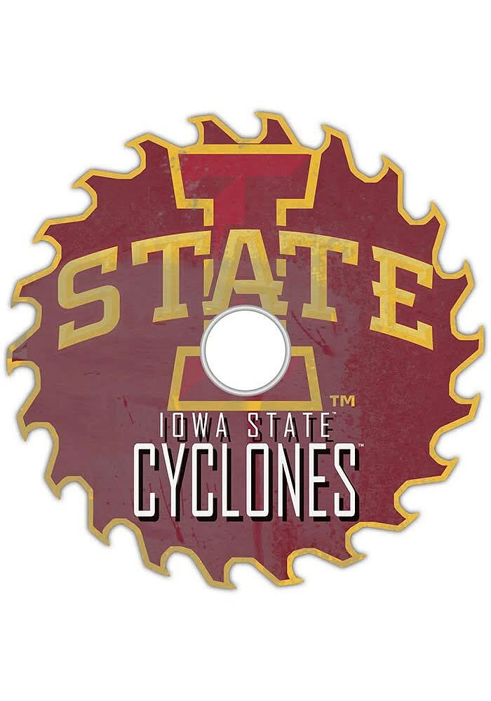 Iowa State Cyclones Rust Circular Saw Sign - Red