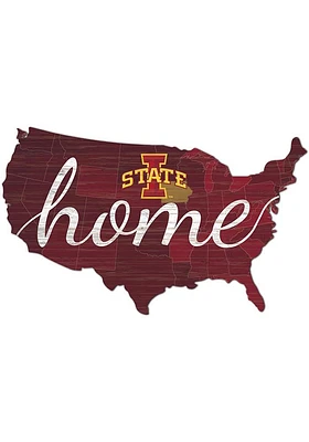 Iowa State Cyclones USA Shape Cutout Sign - Red
