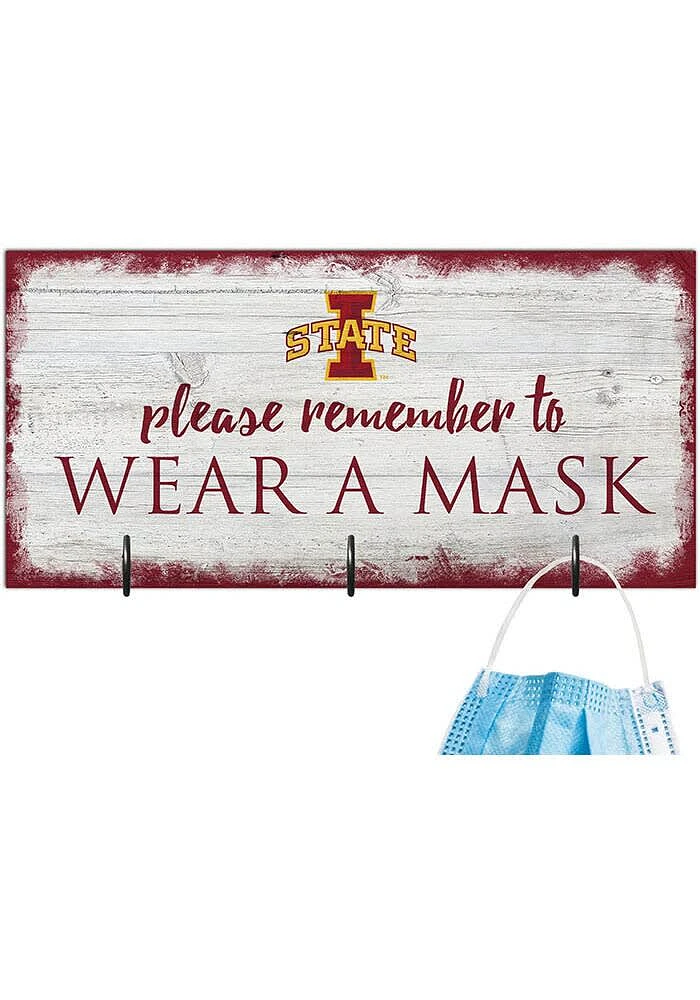 Iowa State Cyclones Please Wear Your Mask Sign - Red