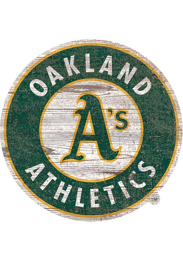 Oakland Athletics Distressed Logo Cutout Sign - Green
