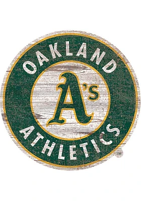 Oakland Athletics Distressed Logo Cutout Sign - Green