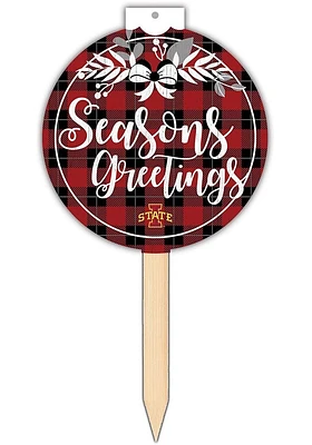 Iowa State Cyclones Seasons Greetings Sign - Red