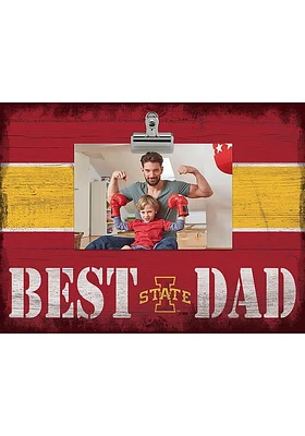 Iowa State Cyclones Best Dad Striped Clip Picture Frame - Red