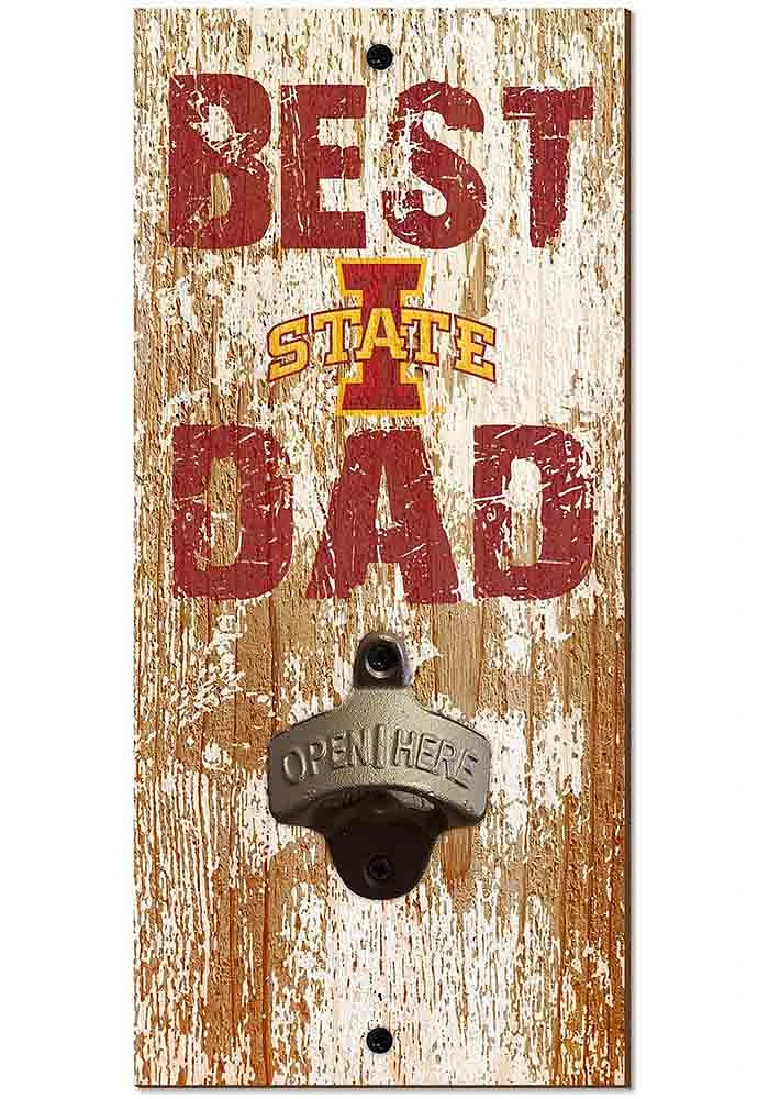 Iowa State Cyclones Best Dad Bottle Opener Sign - Red