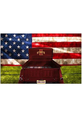 Iowa State Cyclones Patriotic Retro Truck Sign - Red