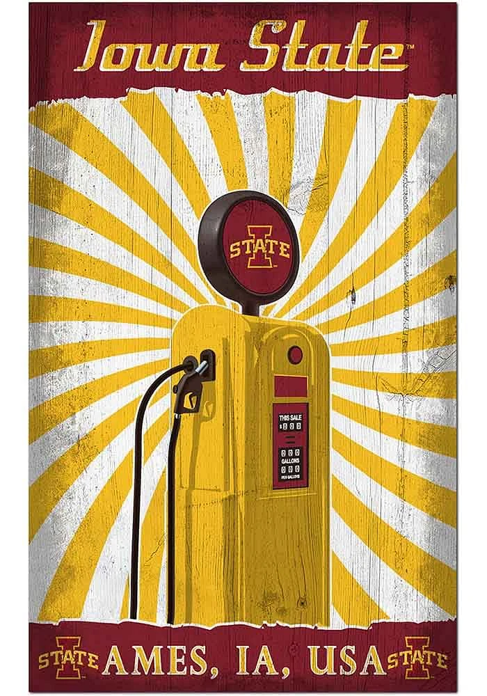 Iowa State Cyclones Retro Pump Location Sign - Red
