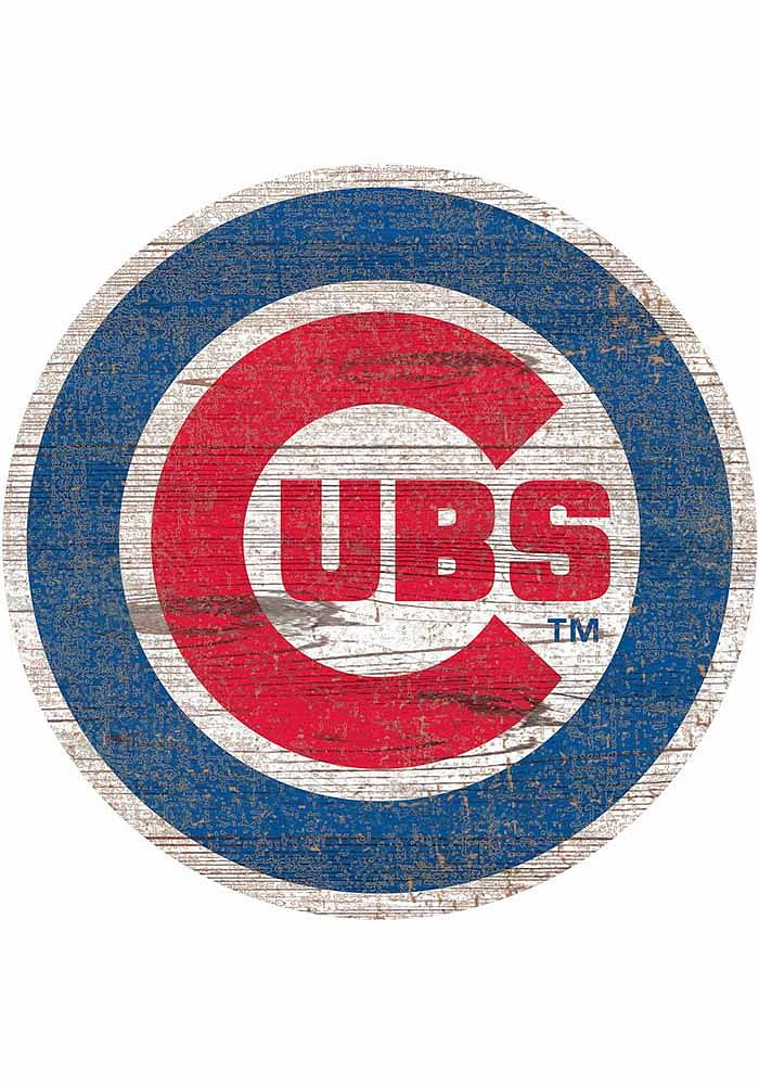 Chicago Cubs Distressed Logo Cutout Sign - Red