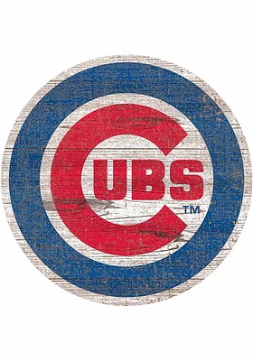 Chicago Cubs Distressed Logo Cutout Sign - Red