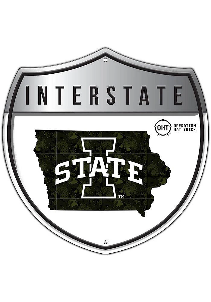 Iowa State Cyclones 24in OHT Camo Interstate Sign - Red