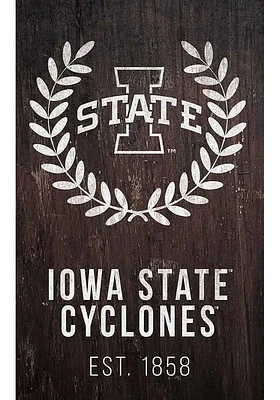 Iowa State Cyclones Laurel Wreath Sign - Red