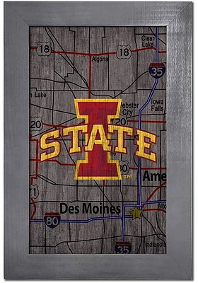 Iowa State Cyclones City Map Sign - Red